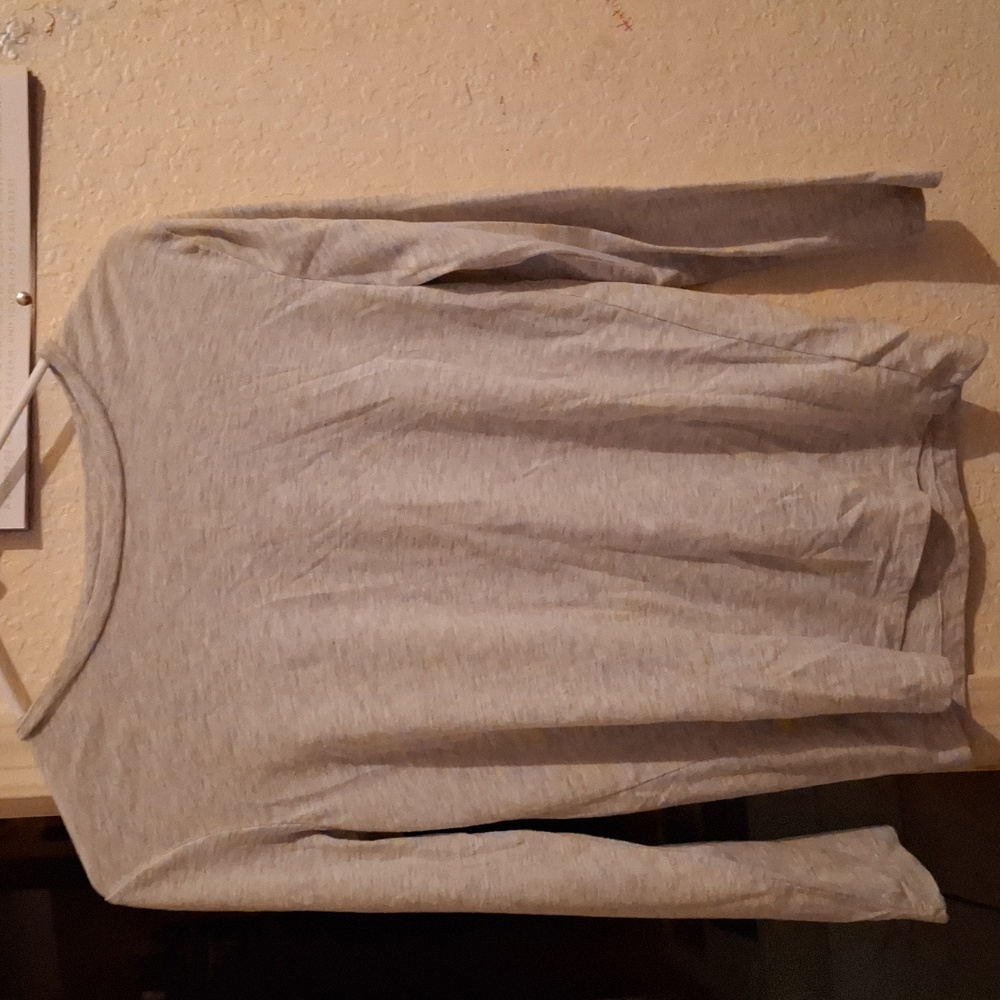 A gray long sleeve shirt